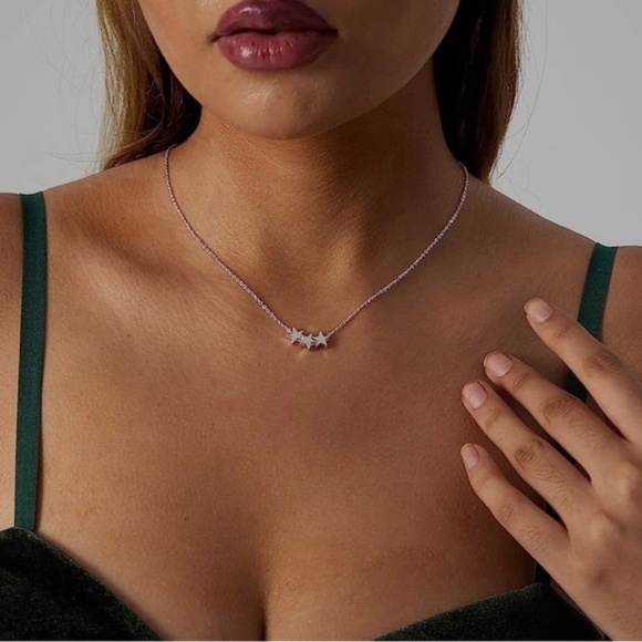 SILVER 14k Silver Gold Plated The Star Pendant Chain Necklace - Picture 3 of 4